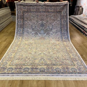 7x10 ft Paradise Garden Design Silk Rug, Persian High Quality Rug, Rug For Living Room, Silk Rug, Qum Silk Rug,Oversized Silk Rug,Home Decor