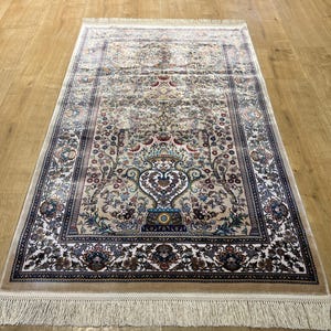 2.62x4.10 ft Beige Prayer Gift Mat, %100 Modal Silk Prayer Mat, Silk Prayer Rug, Luxury Muslim Prayer Rug, Prayer Rug, Janamaz Mat