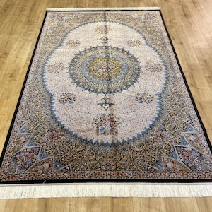 5x8 ft Brown Silk Carpet, Turkish Carpet For Living Room, Palace Silk Rug, High Quality Rug, Naturel Silk Rug from Turkey, Persian Silk Rug