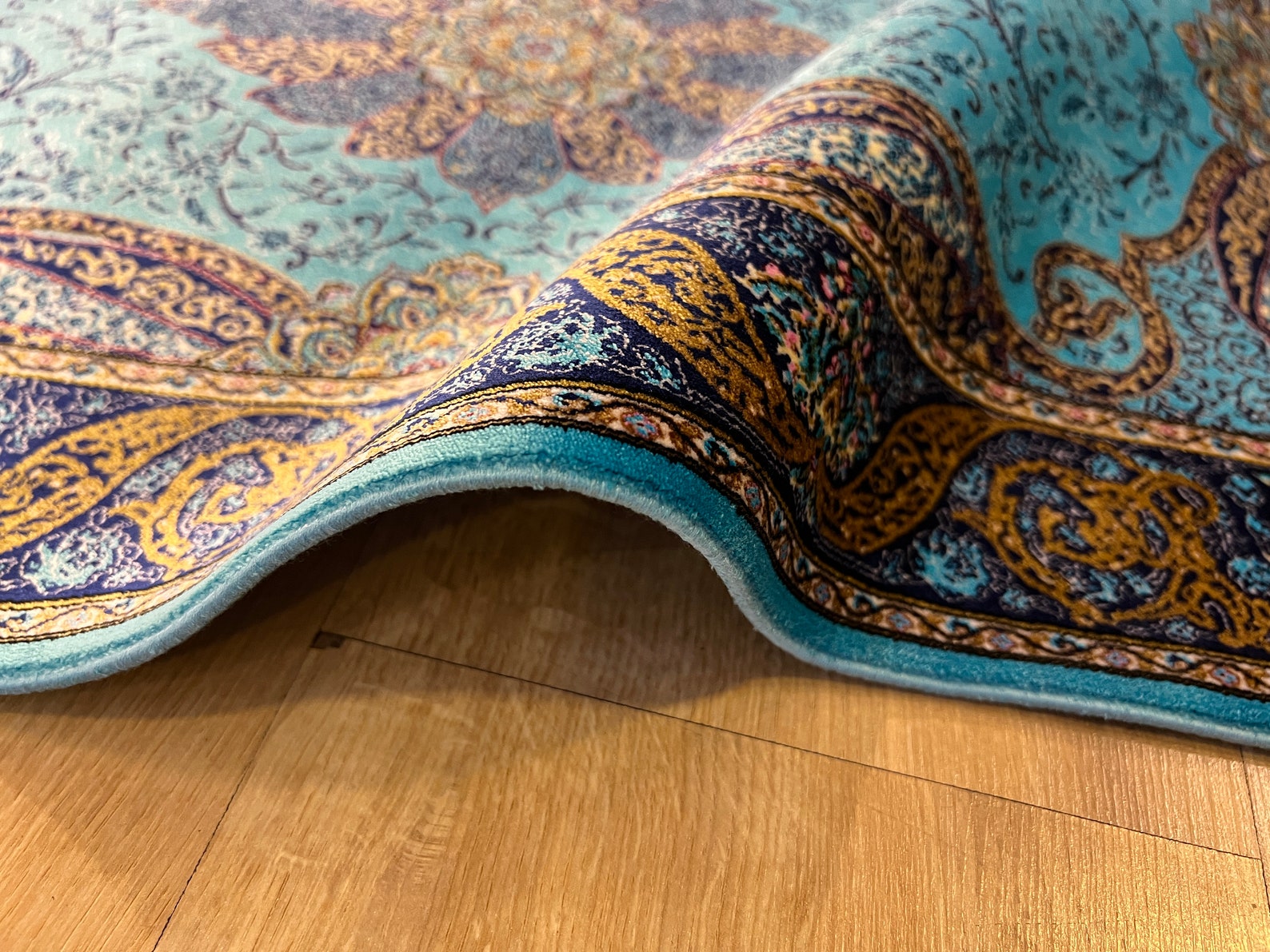 2x3 Blue Gold Silk Rug, Luxury Silk Rug, Palace Silk Rug, High Quality ...