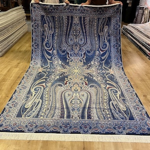 7x10 ft Boteh Paisley Design Silk Rug, Persian High Quality Rug, Rug For Living Room, Silk Rug, Qum Silk Rug, Oversized Silk Rug, Home Decor