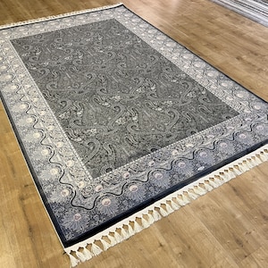 7x10 ft Gray Silver  Silk Carpet, Silk Rug, High Quality Rug, Turkish Silk Rug, Silk Carpet, Rug For Living Room, Luxury Silk Rug