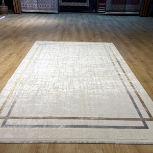 5x8 ft Gray Gold Bamboo Rug, Home Decor, Bamboo Carpet, High Quality Rug, Bamboo Acrylic Rug, Turkish Modern Rug, Bamboo Turkish Rug