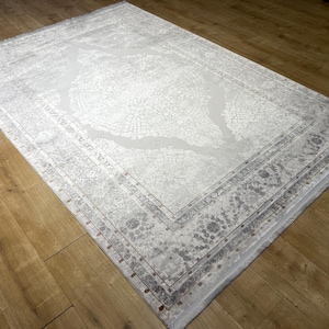 5x8 ft Gray Silver Bamboo Carpet, Bamboo Rug, High Quality Rug, Bamboo Acrylic Rug, Turkish Modern Rug, Bamboo Turkish Rug, Home Decor