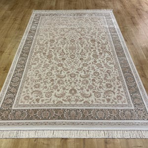 5x8 ft Beige Gray Turkish Bamboo Rug, Top Quality Rug, Bamboo Carpet, Rug For Living Room, High Quality Bamboo Rug, Bamboo Rug, Home Decor