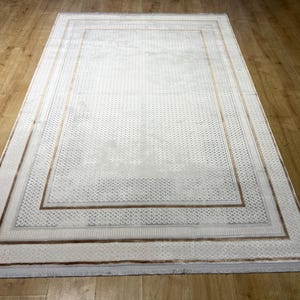 5x8 ft Gray Gold Bamboo Carpet, Bamboo Rug, High Quality Rug, Bamboo Acrylic Rug, Turkish Modern Rug, Bamboo Turkish Rug, Home Decor