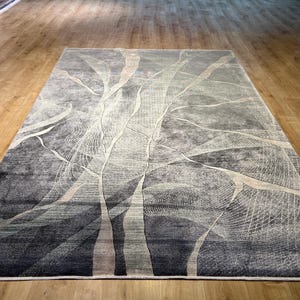 7x10 ft Gray Green Bamboo Carpet, Modern Bamboo Rug, Home Decor, Living room Rug, Luxury Rug, Rug from Turkiye, High Quality Bamboo Rug