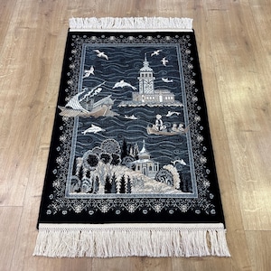 1.97X1.32 ft Silk Rug, Tapestry, Decorative Rug, Custom Rug, Silk Table Mat, Small Silk Rug, Silk Wall Rug, Gift Rug, Wall Decor, Home Decor