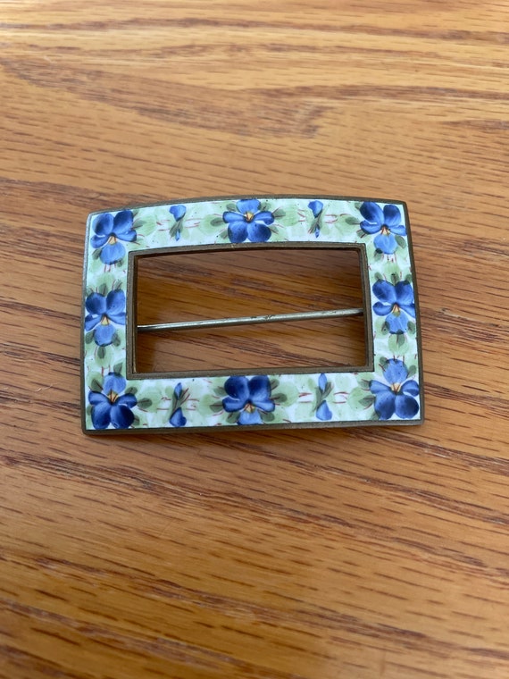 Antique Enamel Violet Scarf Pin