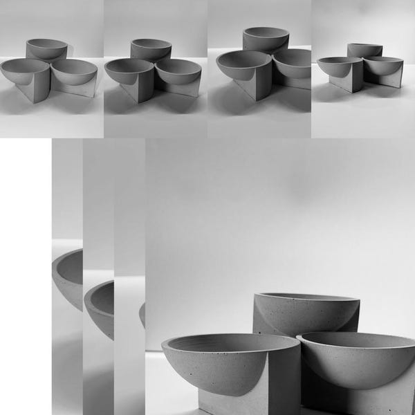 Sculpturale luxe betonnen plantenbak, minimalistisch interieuraccent, industriële cementcontainer, beperkte batch