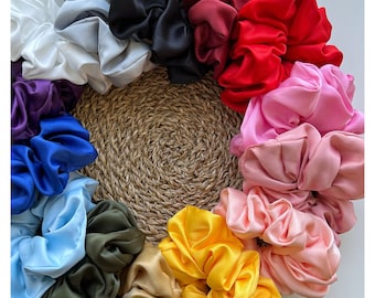 Satin Scrunchies, 14 Colours Large Size Hair Band, High Quality, Ponytail Bundles