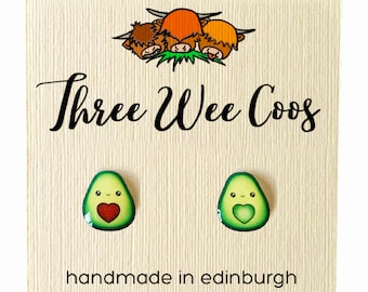 Kawaii Avocado Ohrringe // Mismatched Ohrringe // Beste Freundin Geschenk // Süße Ohrringe // 925 Sterling Silber // Ohrstecker // Mini Food
