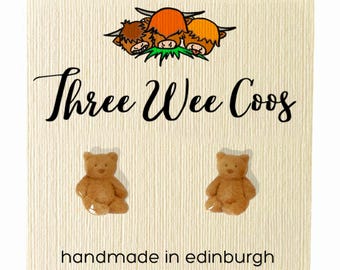 Bartholomew Bear Earrings // Teddy Bear Earrings // Cute Earrings // 925 Sterling Silver // Amuseables Earrings