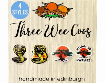 Cobra Kai Earrings // Miyagi-Do Earrings // Pair or Mismatched // The Karate Kid // Johnny Lawrence // Daniel LaRusso // Mr Miyagi // S925