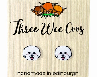 Bichon Frise Earrings // Dog Lover Gift // Bichon Frise Gift // Best Friend Gift // S925 earrings // Gift For Her // Hypoallergenic Earrings