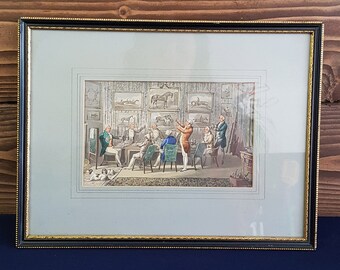 Vintage Print of Gentlemen at the Table With Frame, Vintage House Interior, Rustic Wall Decor, Office Wall Decor