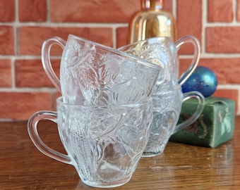 Vintage Set of 4 French Duralex Nature Glass Punch, Tea, Coffee Cups, Vintage House Interior, Living Room Decor, Party Decor