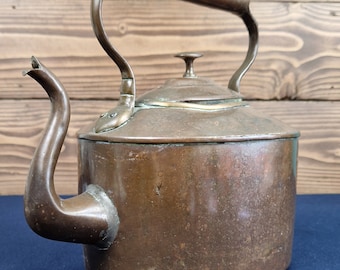 Vintage Large Copper Kettle, Vintage House Interior, Rustic Home Decor, Cottage Farmhouse Collectible Copper Kettle