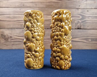 Vintage Salt And Pepper Shakers Carlton Ware Brown Embossed, Circa 1940, Retro Living Kitchen Decor, Vintage House Interior, Dinner Party