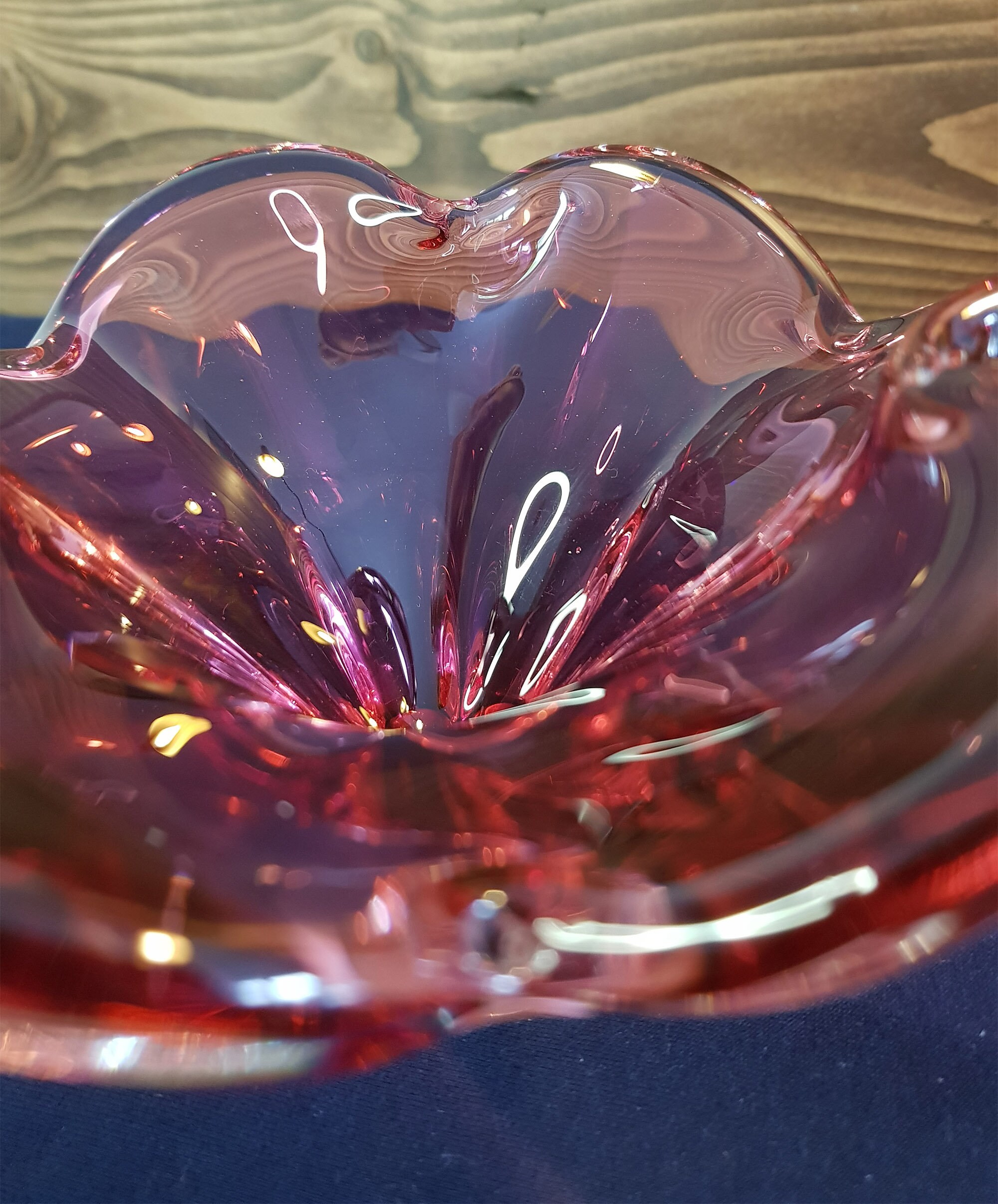 Vintage Murano Pink Glass Flower Shape Bowl Etsy UK