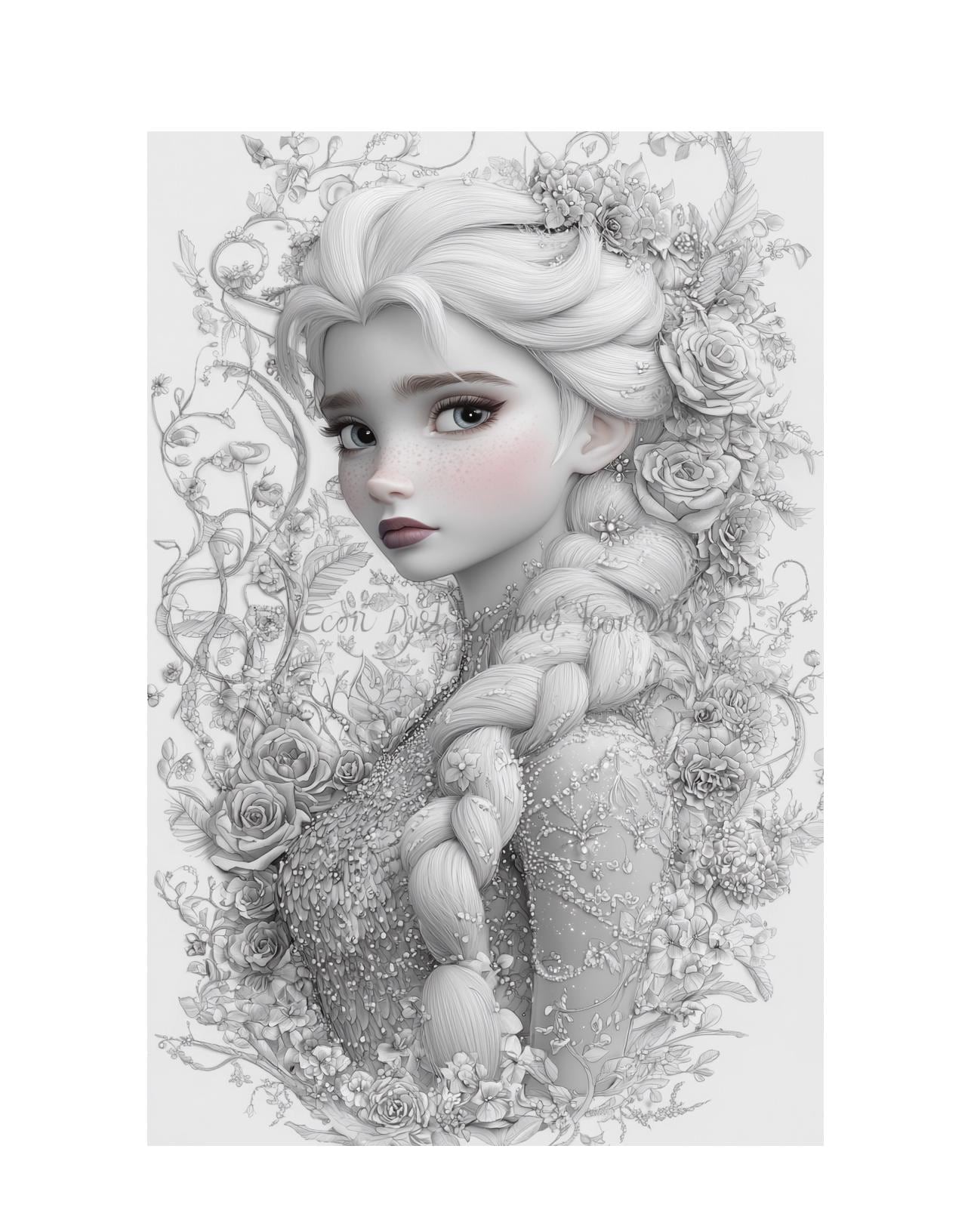 10 princess coloring pages  Fairytale princess to print out Digital download of Elsa coloring pages for children DIY projects for creative