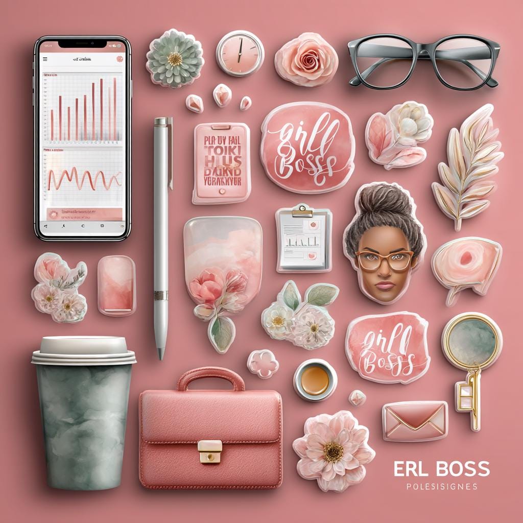 22 Girl Boss Digital Sticker Sheets, Pink Rose Gold Planner Stickers ...