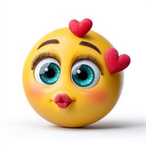 10 lustige 3D Emoji Cliparts mit Herzaugen – PNGs auf weißem Hintergrund, für Printables, Sticker, Karten und digitale Nutzung – PDF & ZIP