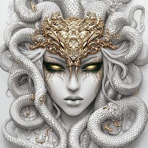 Medusa Coloring Pages Christmas Gift | 10 PDF Line Art + 5 Bonus