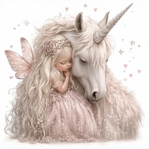 10 Unicorn & Fairy Stickers to Print – Magical Fantasy Designs as PDF and ZIP, Digital Stickers for DIY and Decoration
