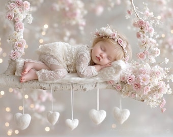 Bundel met 12 achtergronden voor pasgeborenen, 12 bestanden, Photoshop-set voor baby's, artistieke achtergronden voor pasgeborenen