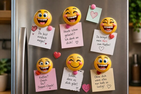10 Lachende Emoji Cliparts | 3D Renderings PNG mit transparentem Hintergrund | Lustige Smileys für Print & Digital Design ideal für Druck