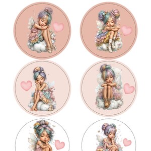 Fairy Sticker Sheet Set – 18 Round Pastel Elf Stickers on Clouds – Magical Planner, Scrapbook & Gift Decoration for DIY Crafts