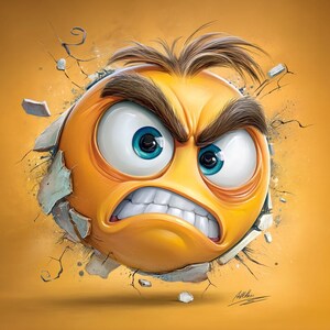 Conjunto de imágenes prediseñadas de emojis | Emoticonos enojados | 10 archivos PDF imprimibles | Caritas sonrientes enojadas | Descarga digital para manualidades y Canva