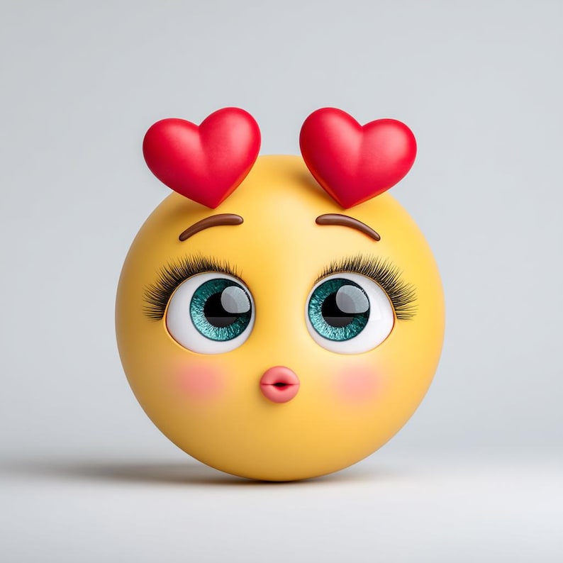 10 Cute 3D Emoji Cliparts With Heart Eyes – Pngs on White Background ...