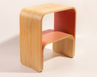 Handmade Colorful End Table: Modern Wood Nightstand
