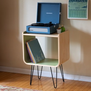 Modern End Table with Hairpin Legs: Colorful Bedside Nightstand