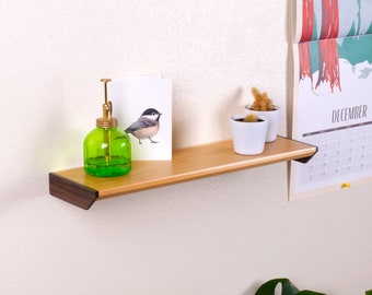 Cedar Floating Shelf w/ Hardwood Accent | Solid Wood Display Shelves | Floating Bathroom Shelf | Unique Wall Shelf | Floating Display shelf