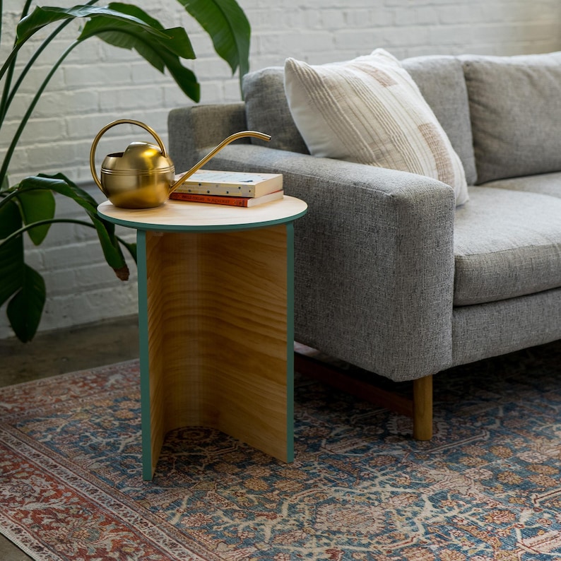 Circle end table for living room. Colorful Round Side Table | Living Room End Table | Low Side Table | Modern Nightstand | Wooden Bedside Table | Mid Century Modern Table