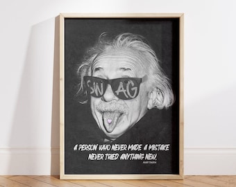 Albert Einstein eclectic print, Funky Wall Art