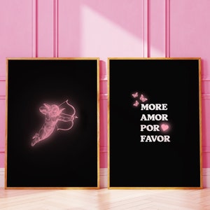More Amor Por Favor wall art | Eclectic Pink Wall Art | Love Quote | Printable Art | Maximalist Poster | Love Quote