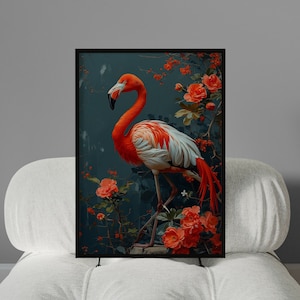 Flamingo Kunstdruck | Eklektische Flamingo Kunst | Retro Kunstdruck | Druckbare Kunst