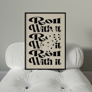Impresión de pared genial Roll With It Dice, impresión digital descargable, decoración de pared retro, arte imprimible grande, impresiones descargables