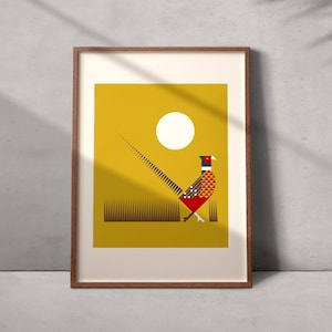 Pheasant, South Dakota, Modern Bird Art Prints, Bird Wall Decor, Birds of North America, Unframed