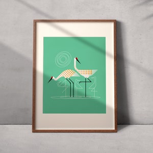 Sandhill Crane #2, Modern Bird Art Prints, Bird Wall Decor, Birds of North America, Unframed, Nebraska