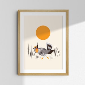 Prairie Chicken, hunting decor, cabin decor, gifts for hunters, game bird prints, art for office or man cave, lake house wall art