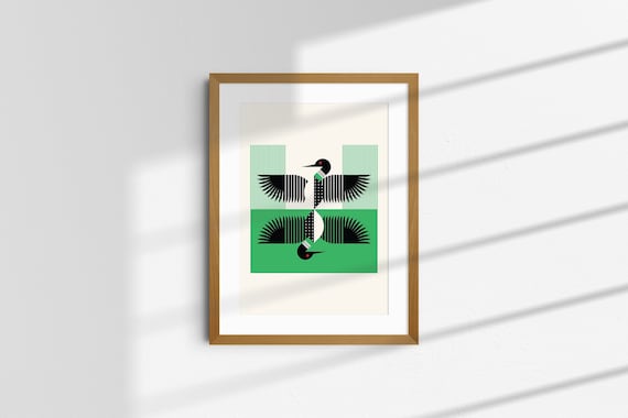 Loon, Minnesota, Modern Bird Art Prints, Bird Wall Decor, Birds of North America, Unframed