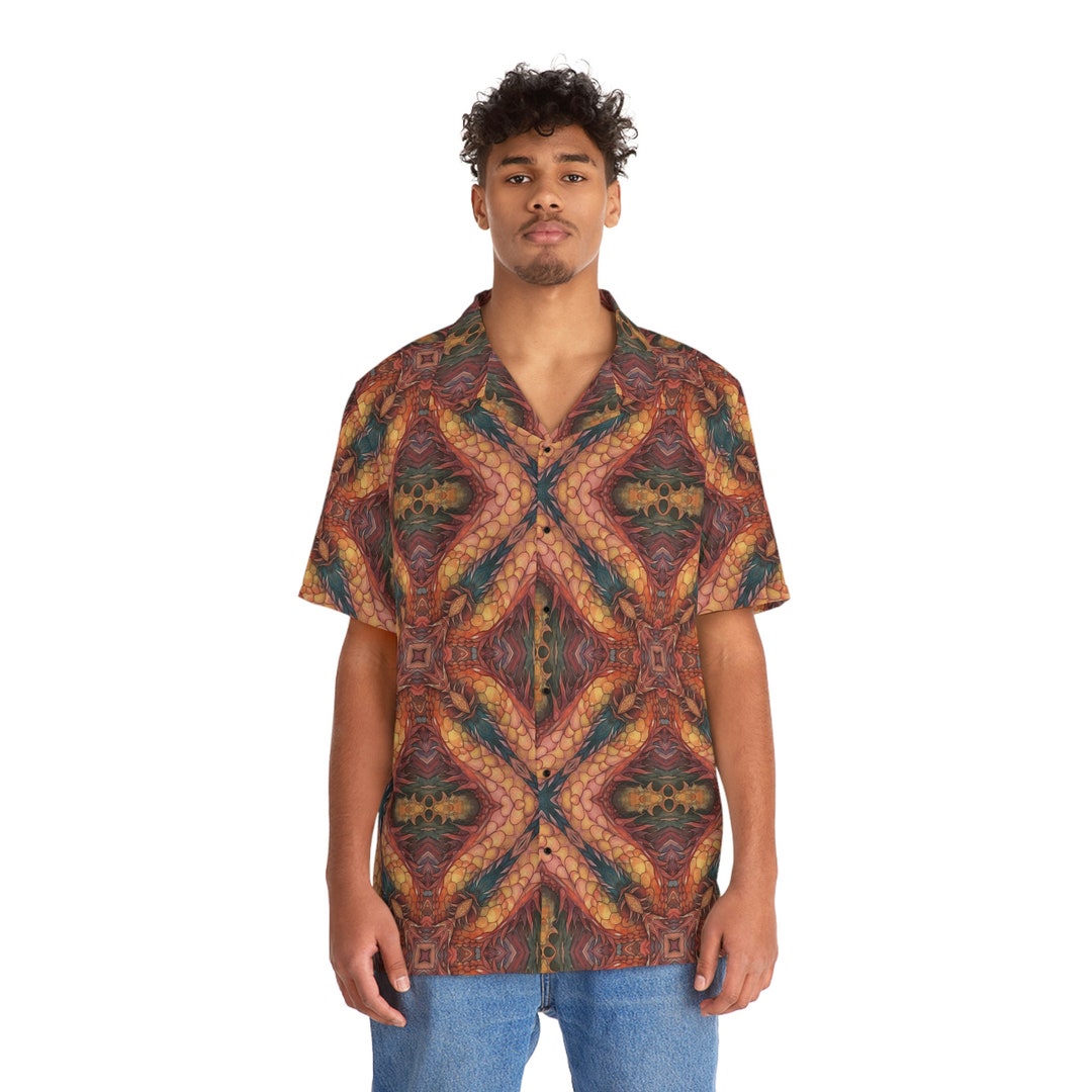 Dragonscale Watercolor Arabesque Men's Hawaiian Shirt - Etsy