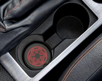 Posavasos de esteatita para coche con diseño de mandala imperial roja