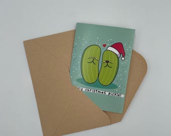 Tarjeta de felicitación única de Pickle para mensajes divertidos de cumpleaños y Navidad