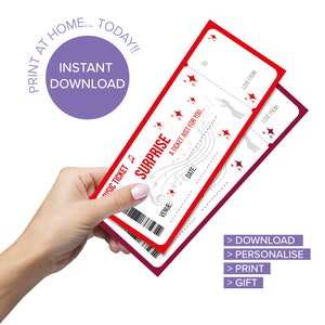 RED Printable Surprise Music ticket, Surprise Concert, Event Ticket Reveal *DIGITAL DOWNLOAD*